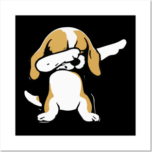 Dabbing Beagle Dab Dog Owner Retro Funny Dog Posters and Art